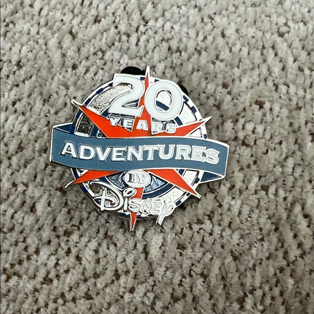 Disney 20th Anniversary Pin with Red and Blue Accents